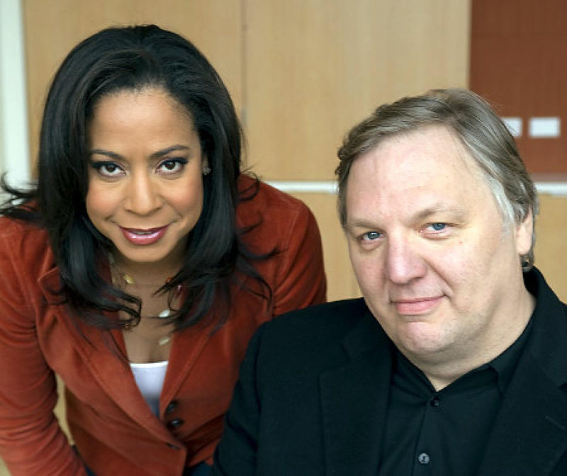Adaora Udoji and John Hockenberry. “I speak up now for the women and women of color and people of color who are doing incredible work in public radio,” she said.
